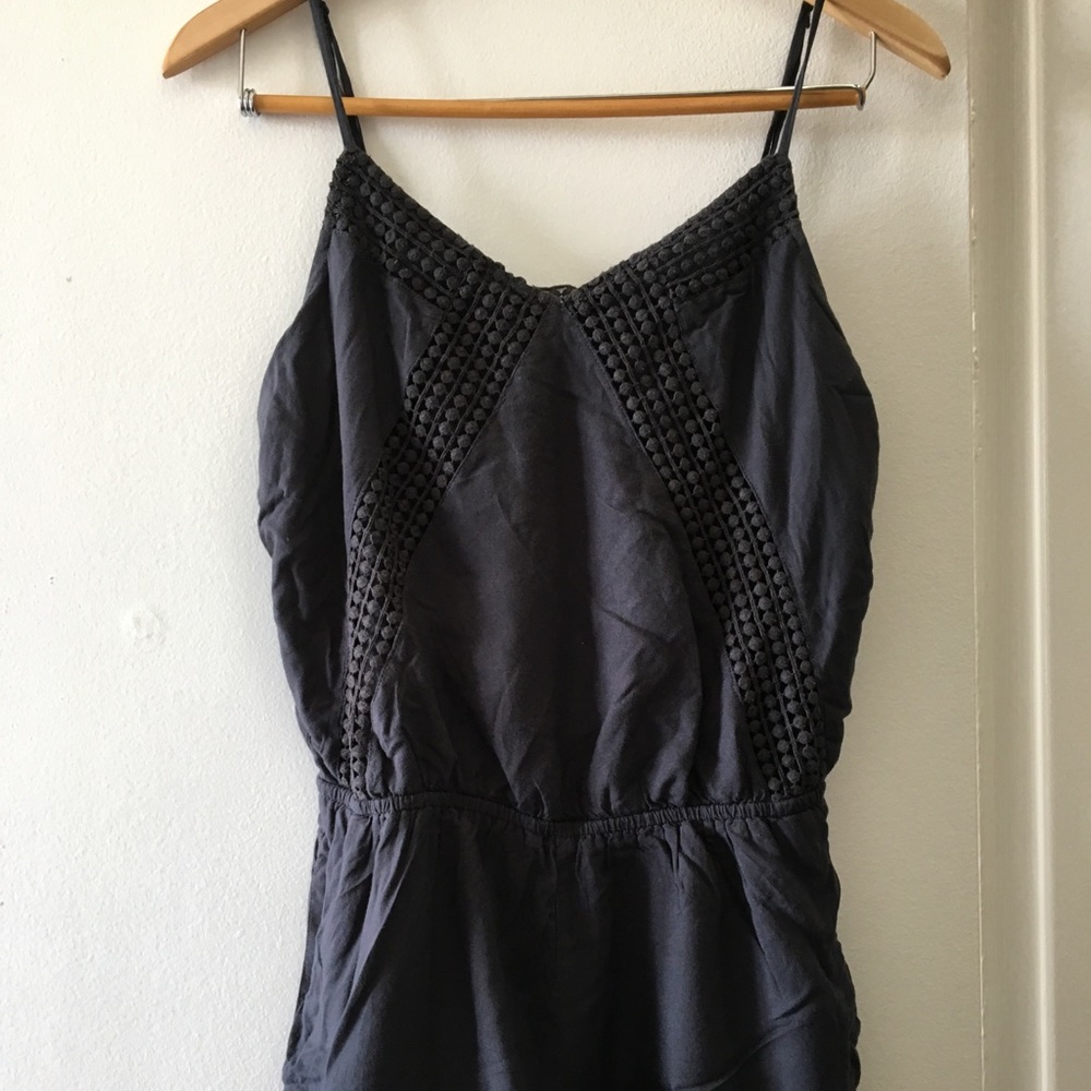 Navy Blue Romper with open back/strap detail